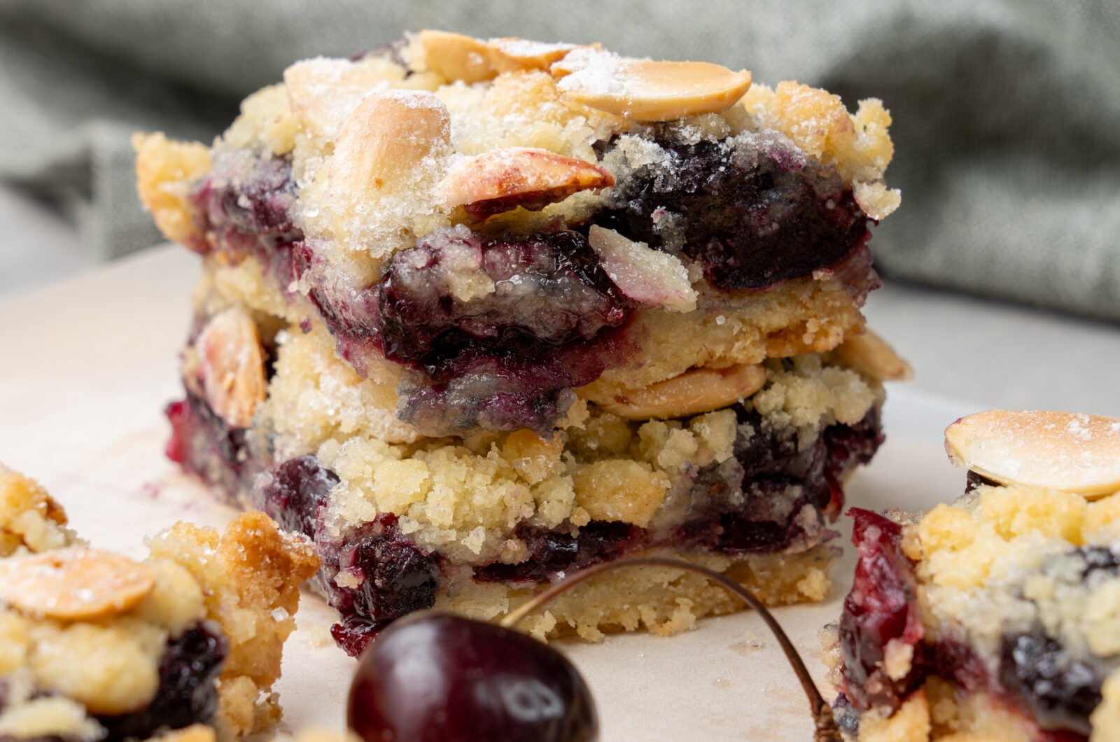 Almond Cherry Crumble Bars